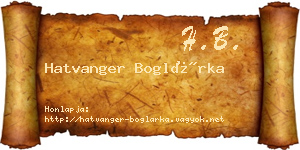 Hatvanger Boglárka névjegykártya